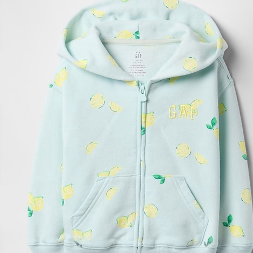GAP Kids Lemon Pattern Hoodie - Soft green.  6 to 12 mos